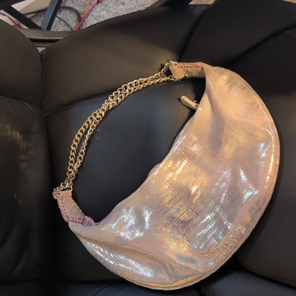 Carlos Falchi Purple Leather Shoulder Bag | Top Zip Evening Purse - Picture 3 of 6